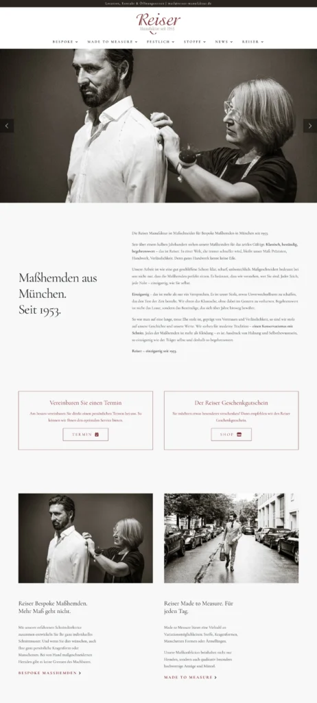 Reiser Manufaktur Screenshot Hauptseite