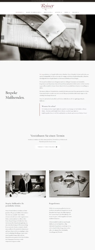 Reiser Manufaktur Screenshot Seite Bespoke Maßhemden