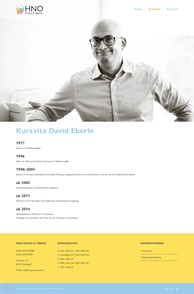 D. Eberle HNO Praxis Screenshot Vita
