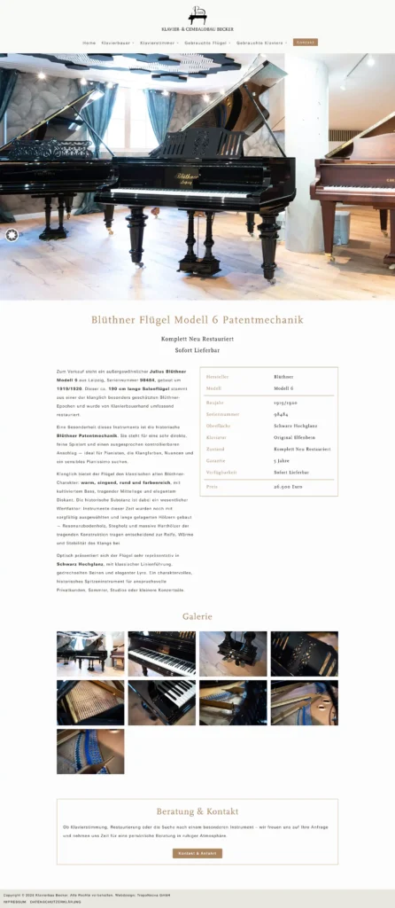 Klavierbau Becker Screenshot Instrument